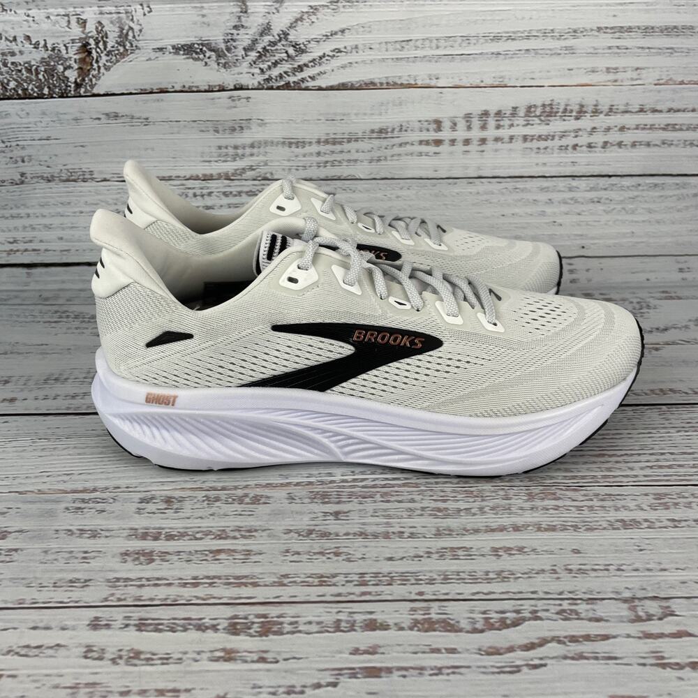 Brooks Ghost 18 Women’s 11.5 B Running Shoes White Black Rose Gold - Picture 4 of 11